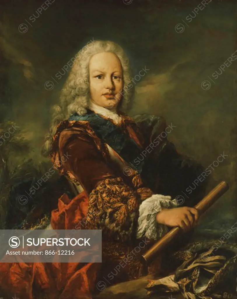 Portrait of King Ferdinand VI of Spain (1713-1759). Giovanni Antonio Guardi (1698-1760). Oil on canvas laid down on panel. 102 x 82cm.