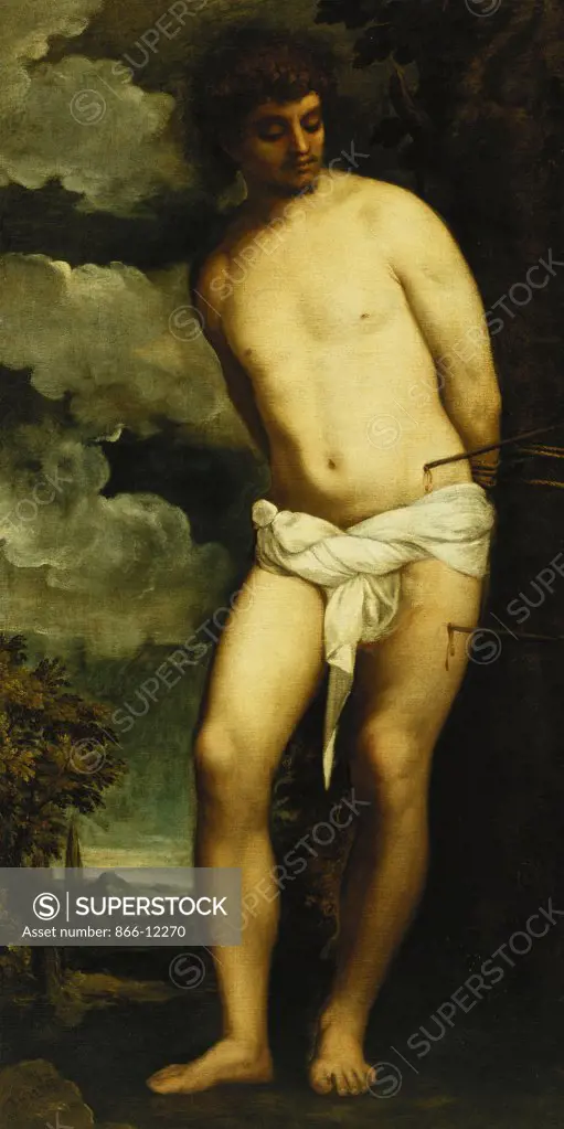 Saint Sebastian. Tiziano Vecelli, called Titian (c.1488-1576). Oil on canvas. 190 x 96.5cm.