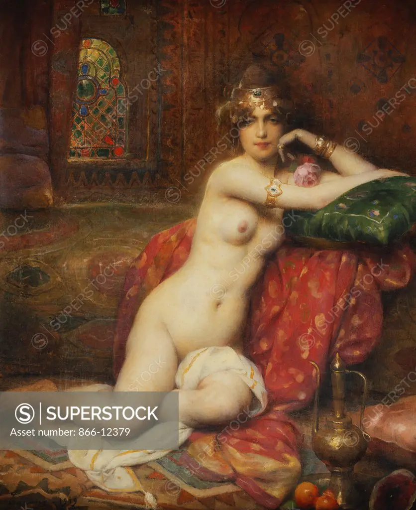 Hors Concours Femme d'Orient. Adrien-Henri Tanoux (1865-1923). Oil on canvas. Dated 1919. 64.7 x 53.2cm