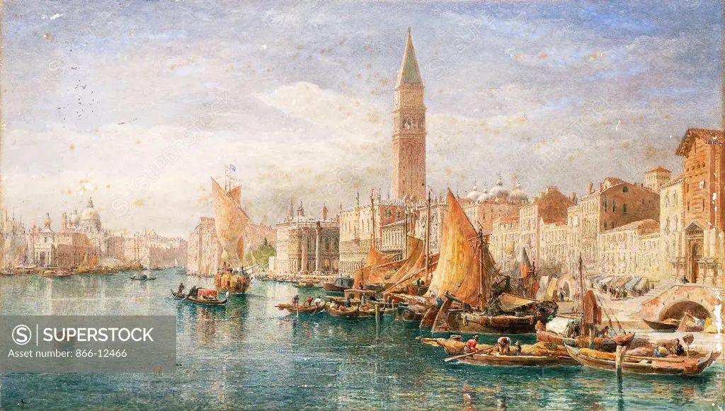 Venice. Edward Angelo Goodall (1819-1908). Pencil and watercolour with scratching out. 47.6 x 82.5cm