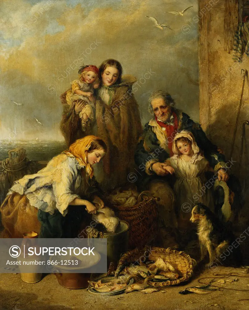 The Fisherman's Family. Henry Perlee Parker (1795-1873). Oil on canvas. Dated 1861. 76.5 x 64cm