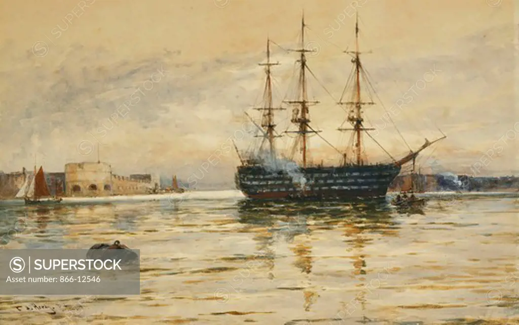 Portsmouth. Thomas Bush Hardy (1842-1897). Pencil, watercolour and bodycolour. 31.2 x 49.5cm.