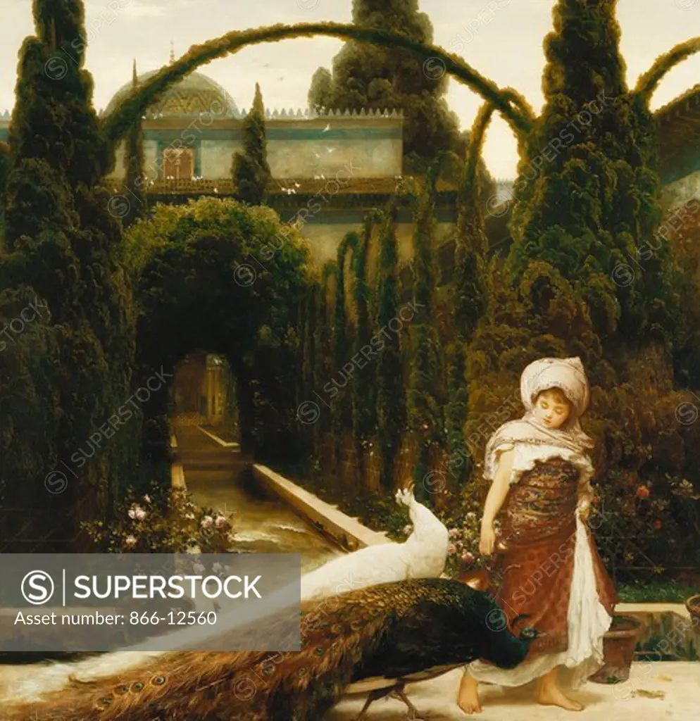 Moorish Garden; a Dream of Granada. Frederic, Lord Leighton (1830-1896). Oil on canvas. 104 x 101.6cm. The model was Connie Gilchrist, who was a well known child model and actress.