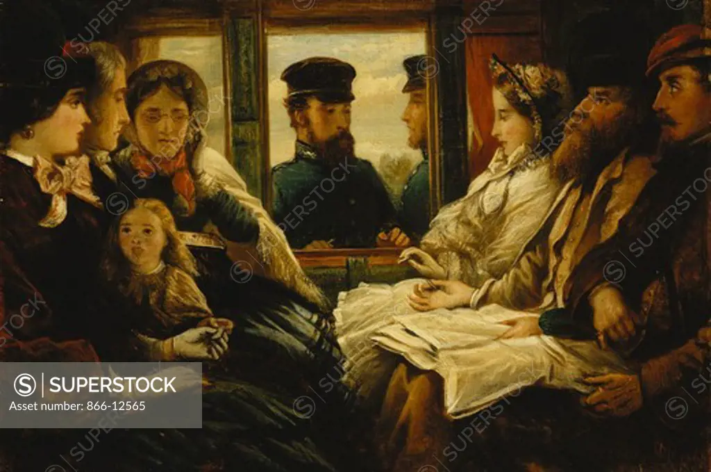 Travelling Present 1860 'Tickets Please'. Thomas Musgrave Joy (1812-1866). Oil on canvas. Dated 1861. 28.5 x 42cm.