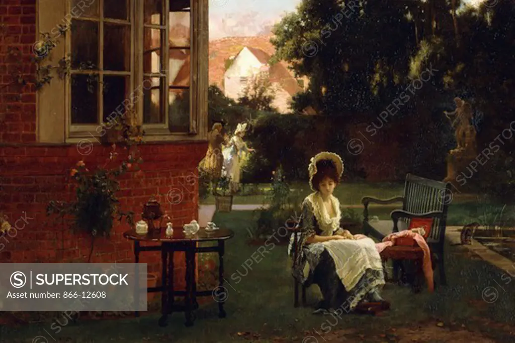 In the Shade. Marcus Stone (1840-1921). Oil on canvas. Dated 1879. 40.6 x 59.8cm.