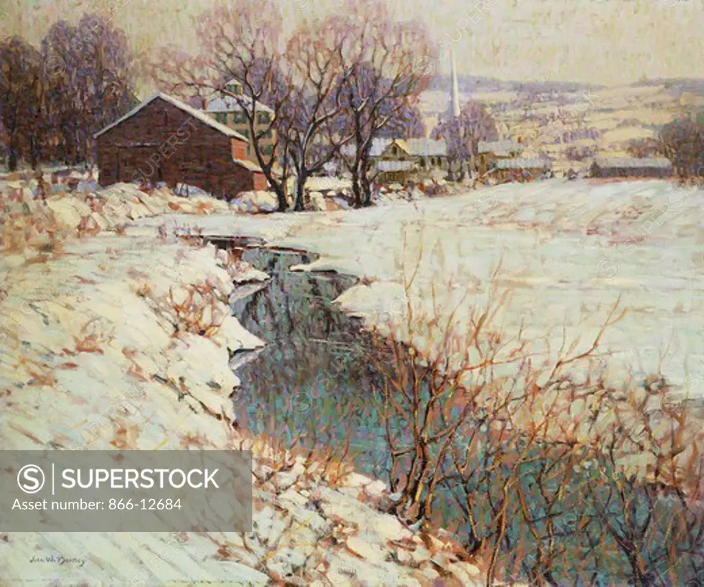 Winter in Highbridge, New Jersey. John William Bentley (b. 1880). Oil on canvas. 64.1 x 76.2cm