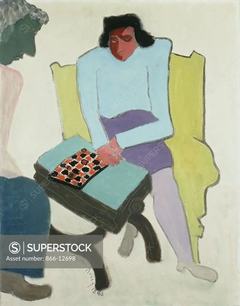 Checker Players. Milton Clark Avery (1893-1965). Oil on canvas. Signed and dated 1943. 91.3 x 71.1cm