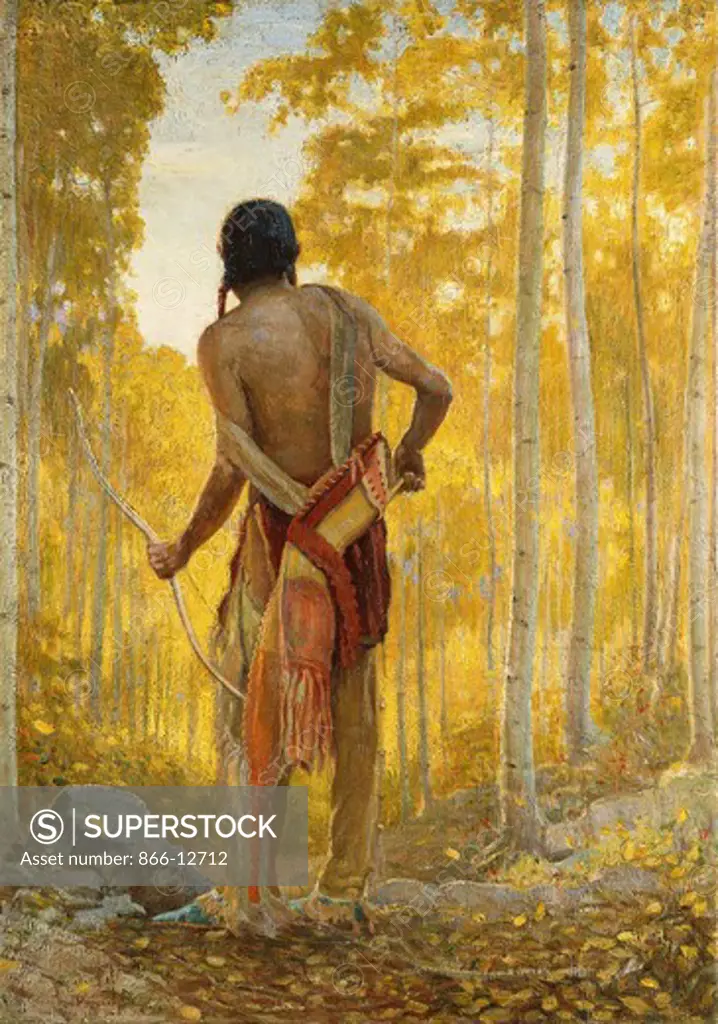 Hunter in the Woods. Bert Geer Phillips (1868-1956). Oil on canvas. 102.1 x 71.5cm