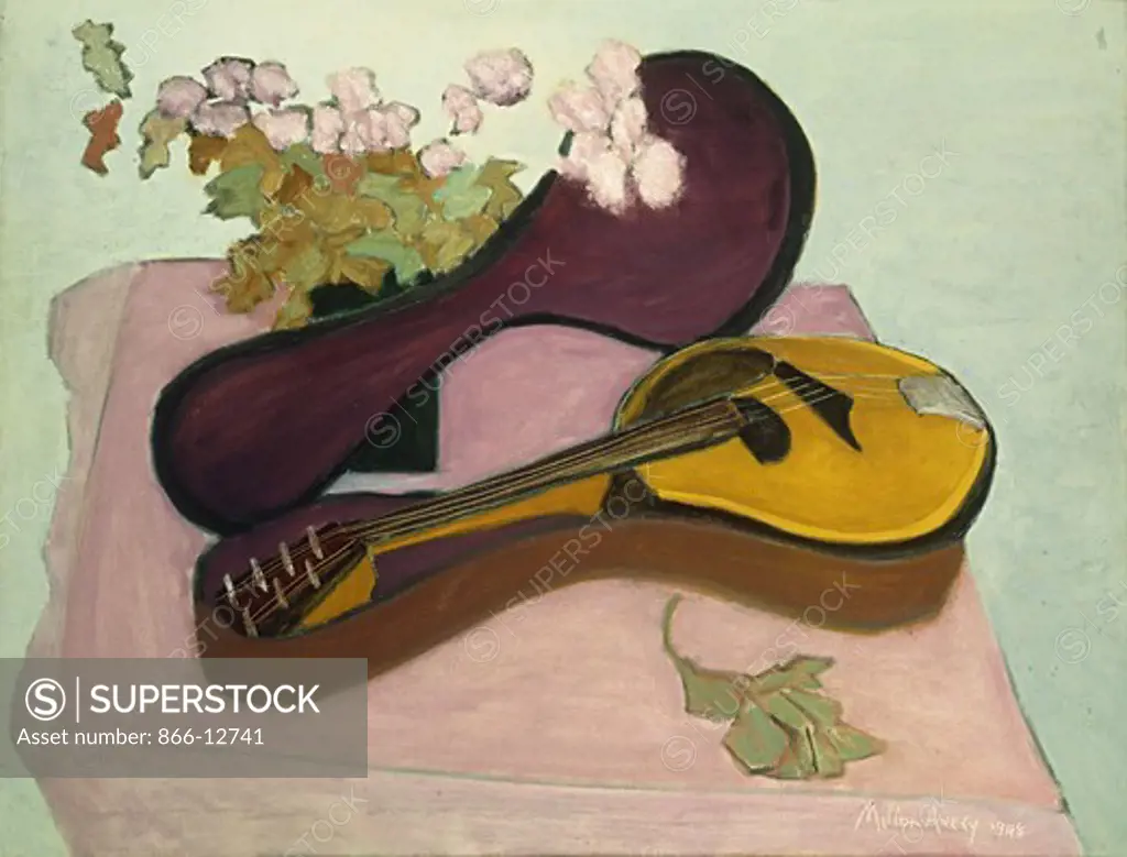 Still Life, Mandolin in a Case. Milton Park Avery (1893-1965).  Oil on canvas. Dated 1948. 70.5 x 91.4cm