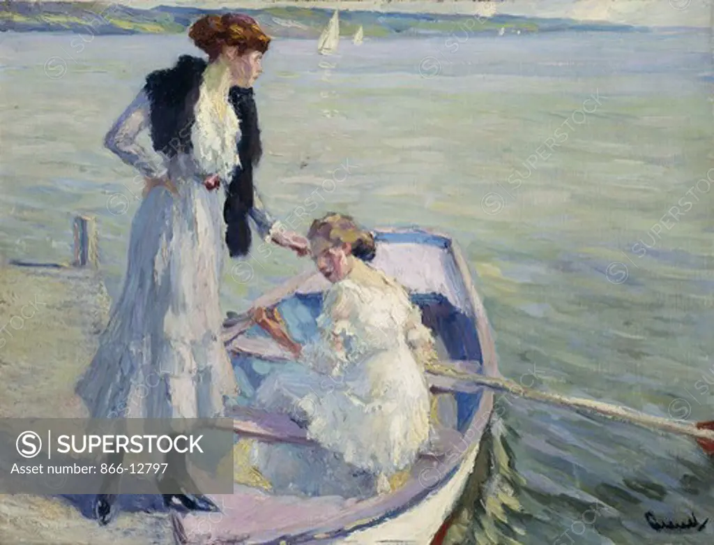 The White Boat. Edward Cucuel (1879-1951). Oil on canvas. 43.6 x 57.7cm