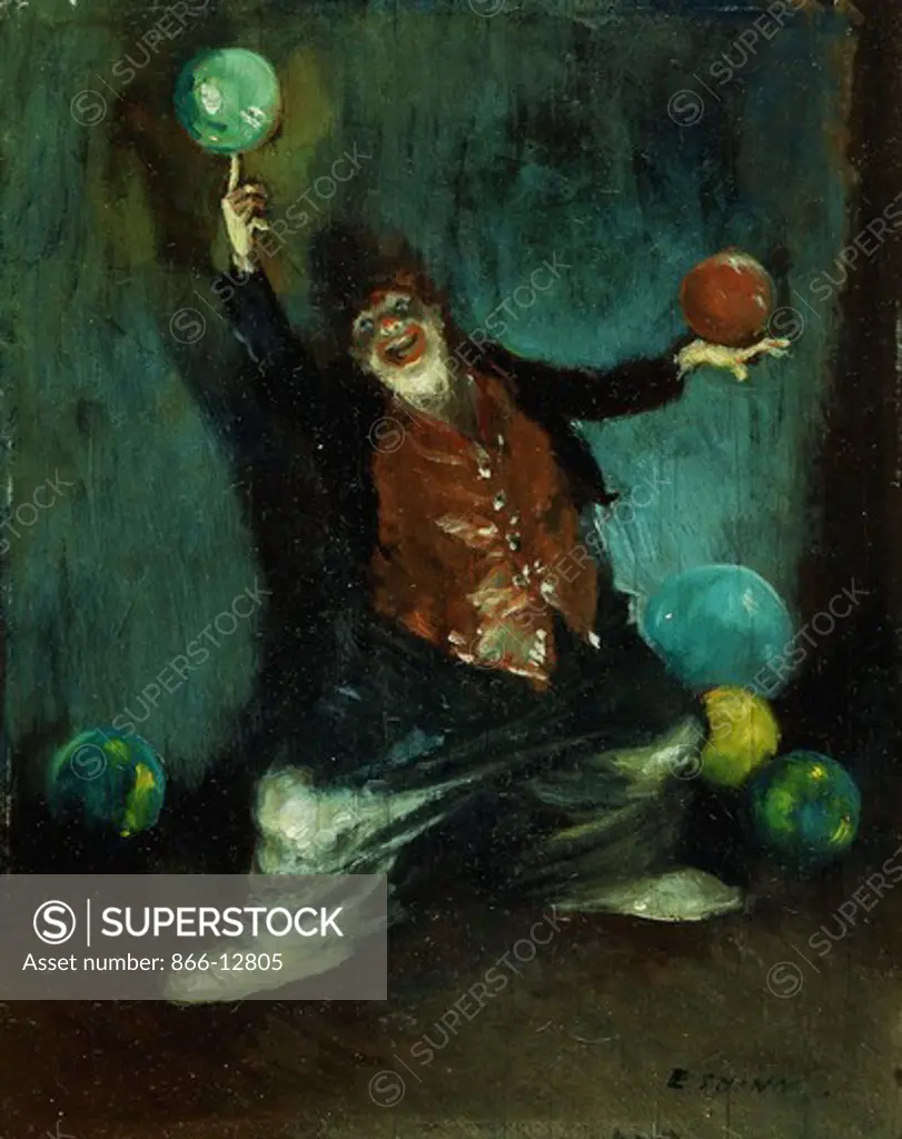 The Juggling Clown. Everett Shinn (1876-1953). Oil on panel. 25.3 x 20.2cm