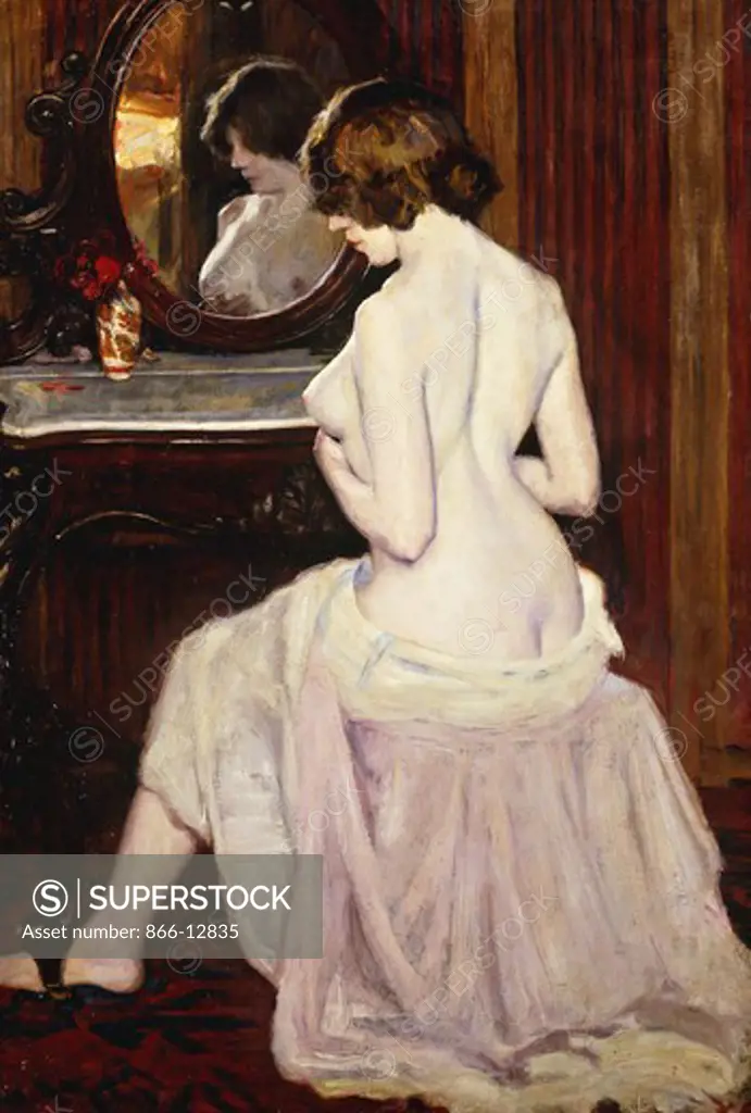 The Boudoir. Kenneth Hayes Miller (1876-1952).  Oil on canvas, 1896. 72.4 x 48.8cm