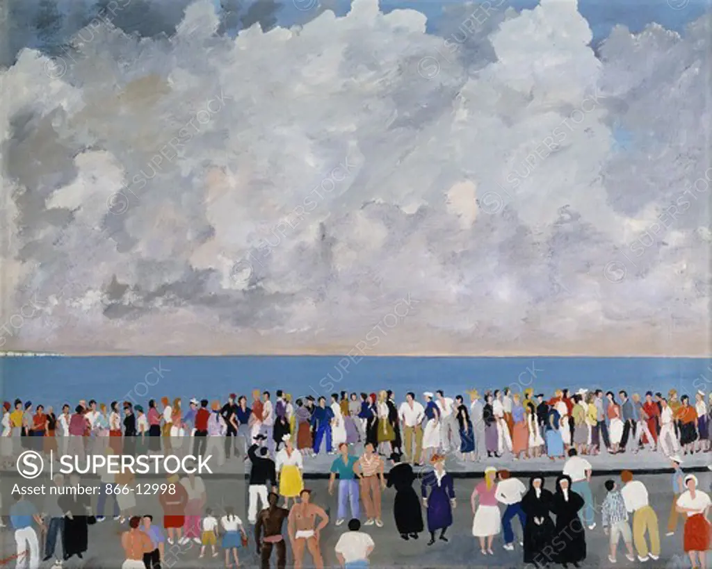 On the Promenade. Noel Coward (1899-1973). Gouache and oil on canvas. 24 x 30in.