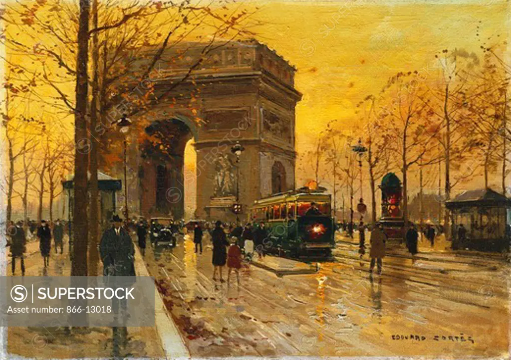 L'Arc de Triomphe, Paris.  Edouard Leon Cortes (1882-1969). Oil on canvas. 33 x 45.8cm