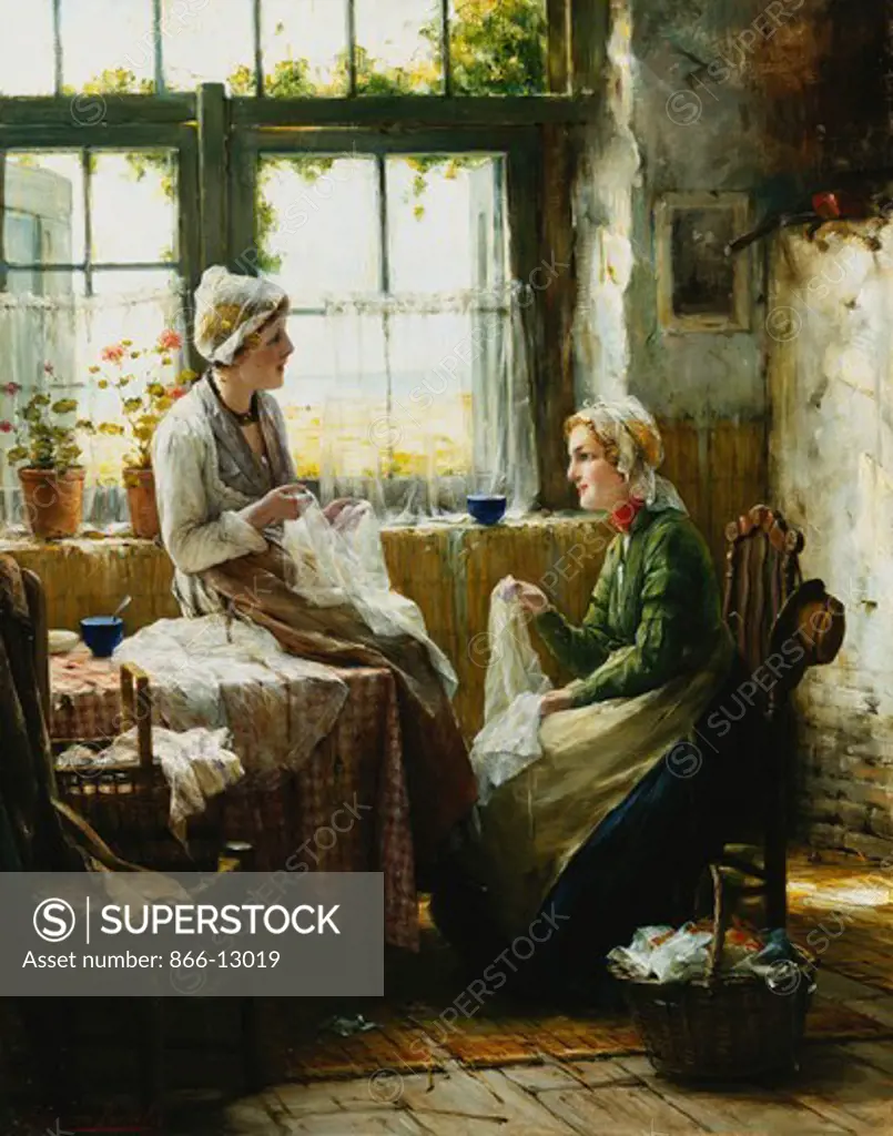 The Seamstress. Edward Antoon Portielje (1861-1949). Oil on canvas. 66 x 51.5cm