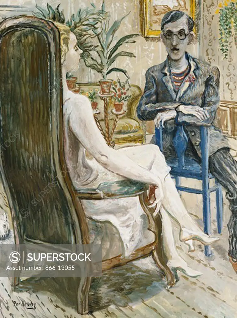 Conversation. Per Krohg (1889-1965). Oil on canvas. Painted circa 1930. 100.4 x 81cm.