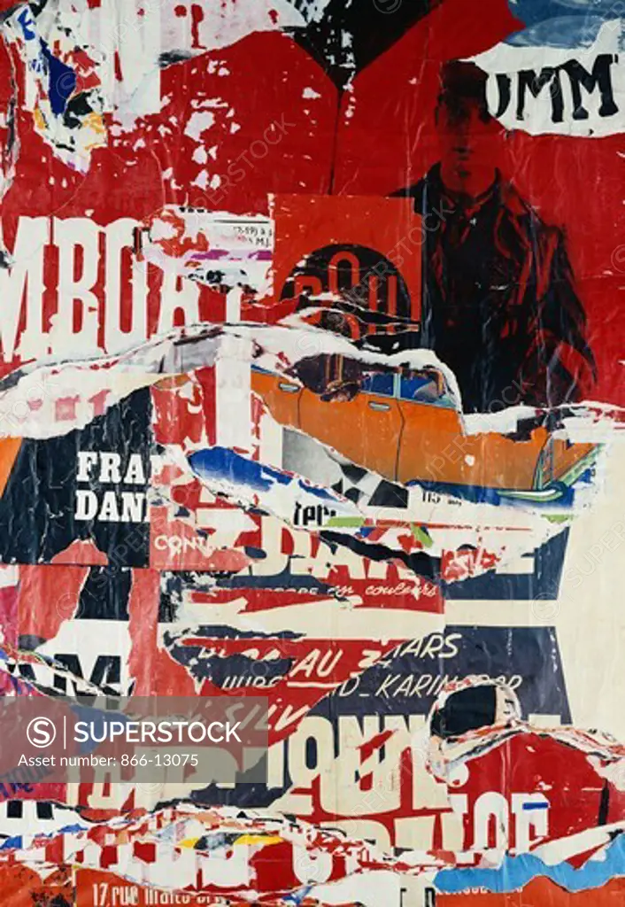 Ae Victoria. Jacques Villegle (b. 1926). Paper decollage on canvas. Dated 1975. 116 x 81.3cm.