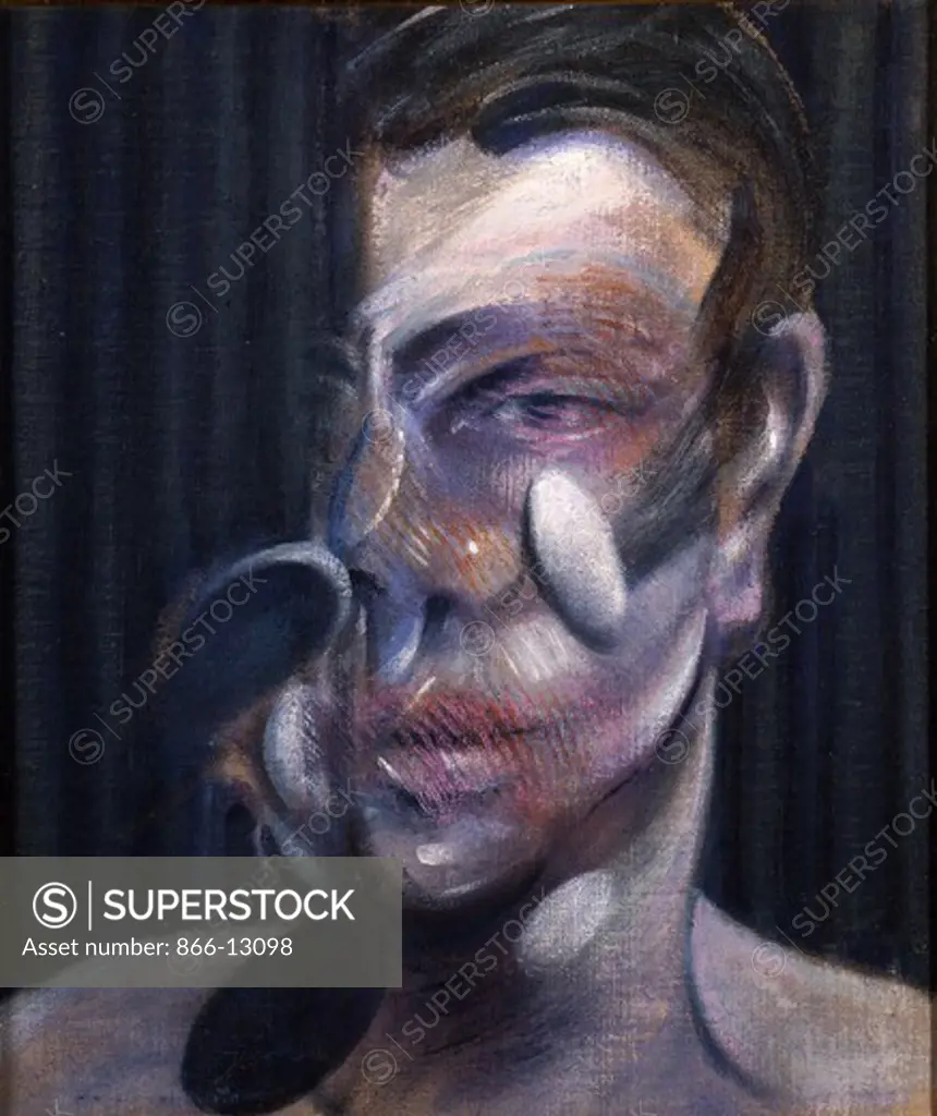 Study for Portrait of Peter Beard. Francis Bacon (1909-1992). Oil on canvas. Painted in 1975. 35.5 x 30.5cm.