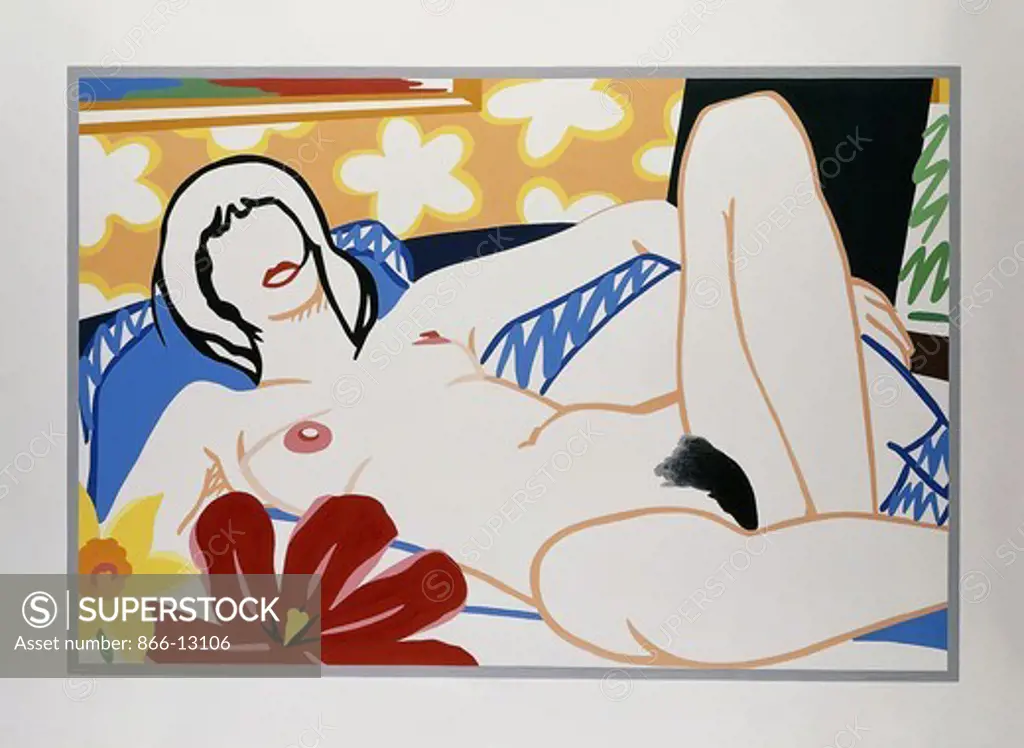Monica Nude (Orange Wall). Tom Wesselmann (1931-2004). Liquitex on bristol board. Dated 1987. 129 x 178cm.