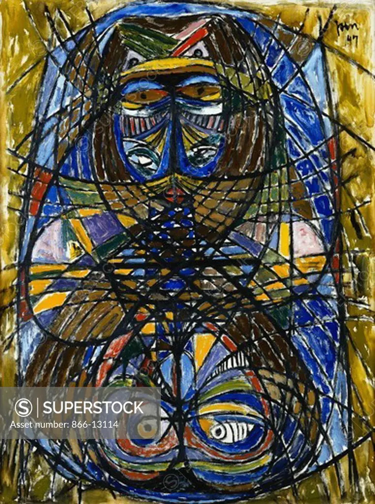 Untitled. Asger Jorn (1914-1973). Oil on canvas. Dated 1947. 92 x 79cm.