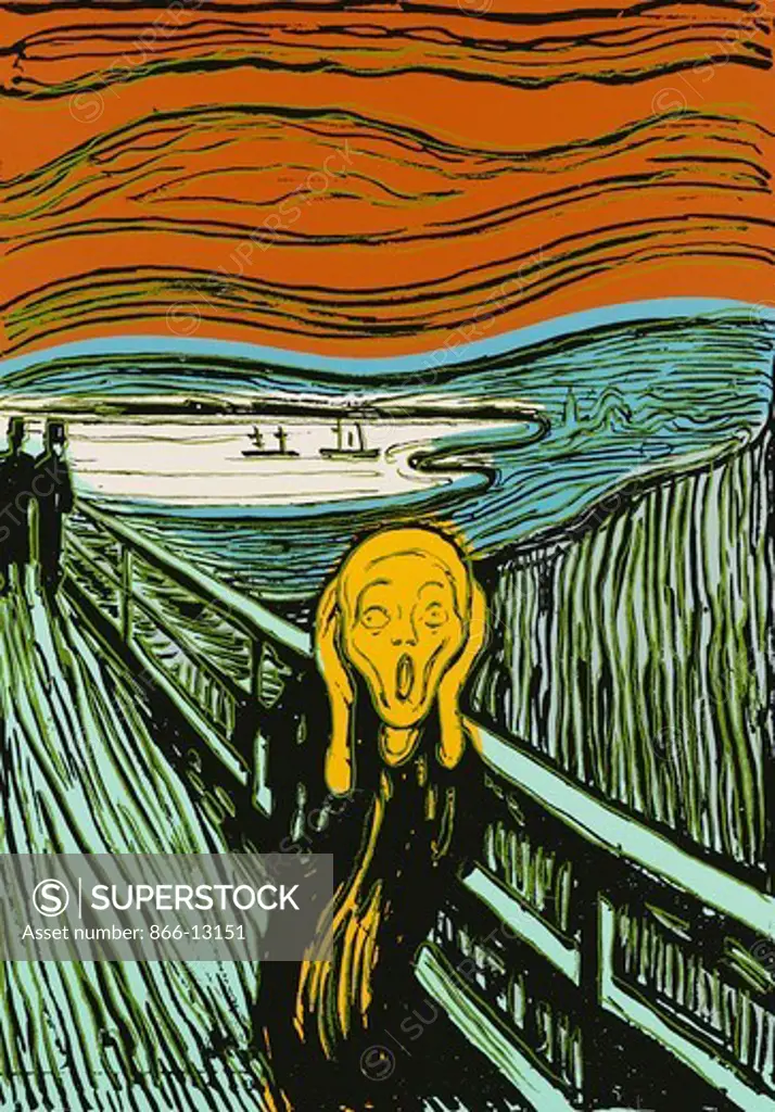 'The Scream' After Edvard Munch'. Andy Warhol (1928-1987). Silkscreen on canvas. Dated 1984. 132 x 96.5cm. Painted in an edition of four.
