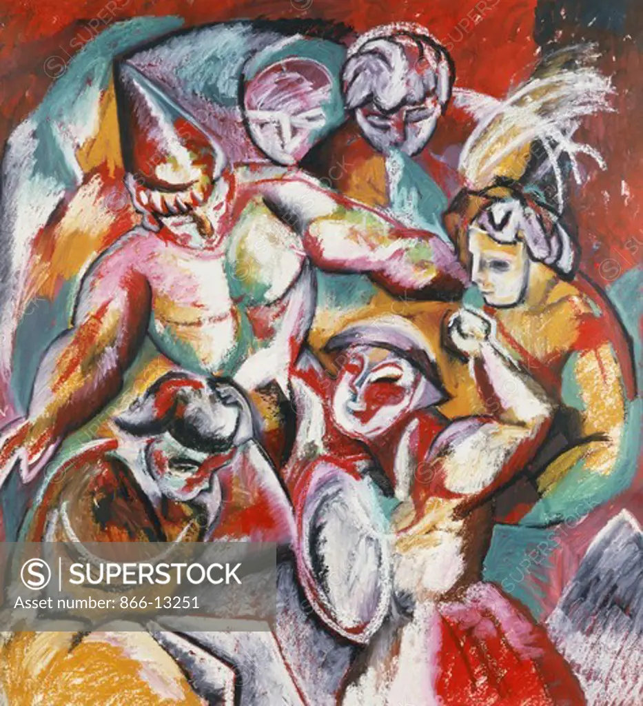 Carnival; Carnaval. Sandro Chia (b. 1946). Pastel and oil on paper. Dated 1984. 160 x 140cm.