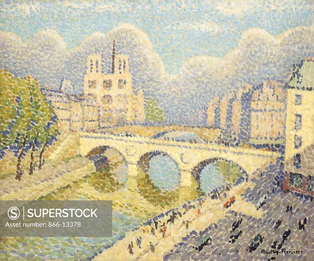 Le Pont Saint-Michel. Jacques Martin-Ferrieres (1893-1972). Oil on canvas. 46 x 54.9cm