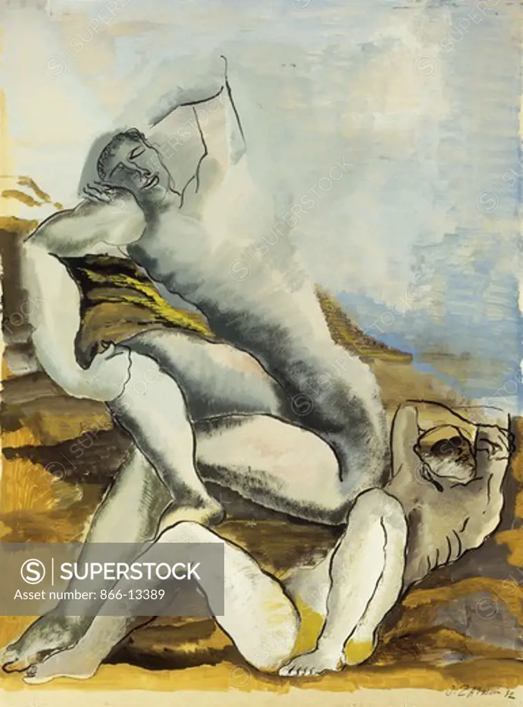 Deux Figures. Ossip Zadkine (1890-1967). Gouache on paper, 1932. 73 x 55.2cm