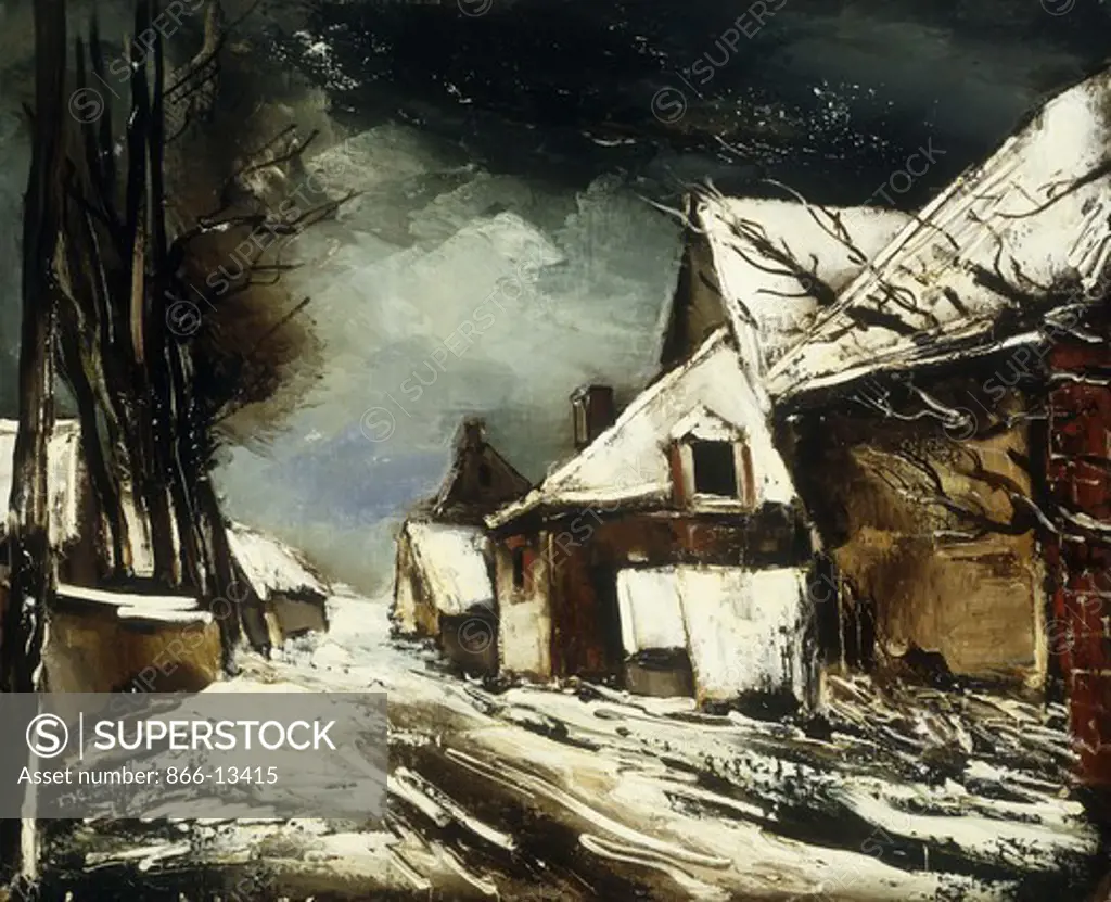 Village under Snow; Le Village sous la Neige. Maurice de Vlaminck (1876-1958). Oil on canvas, c. 1938. 61 x 73.3cm
