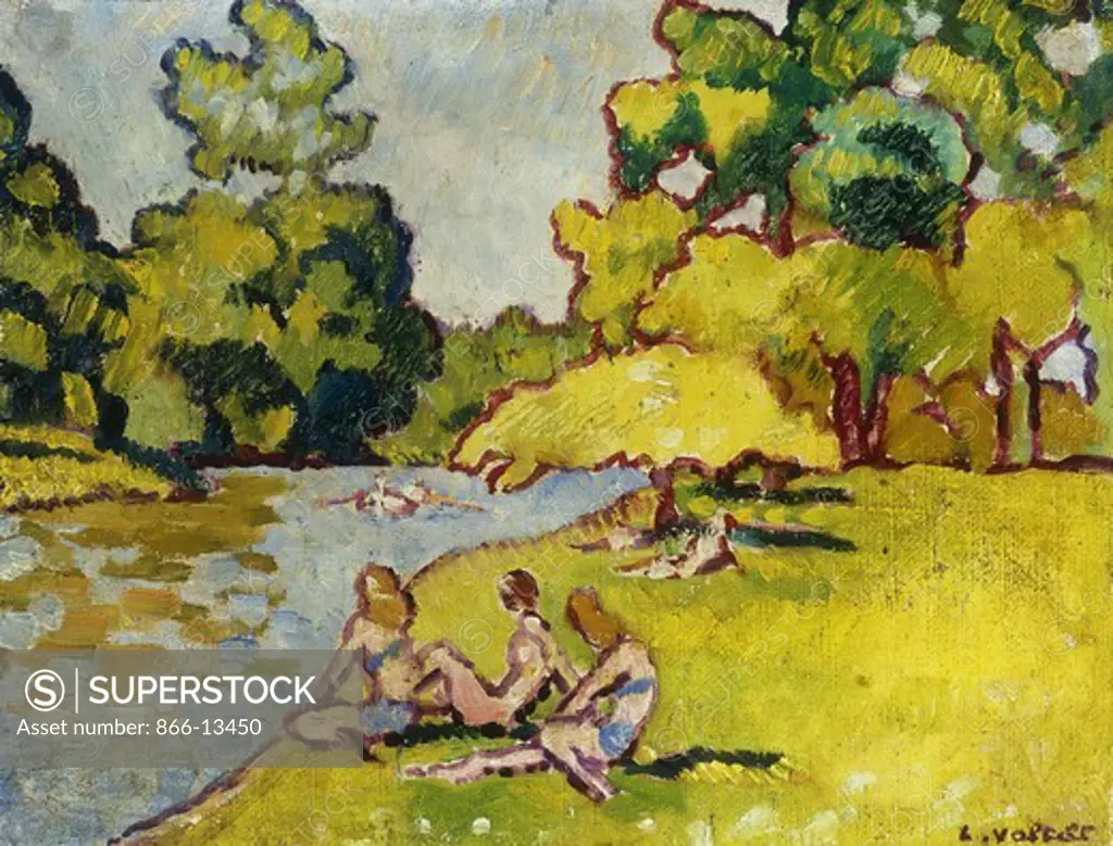 The Bathers; Les Baigneuses. Louis Valtat (1869-1952). Oil on canvas. Painted in 1938. 27 x 35cm