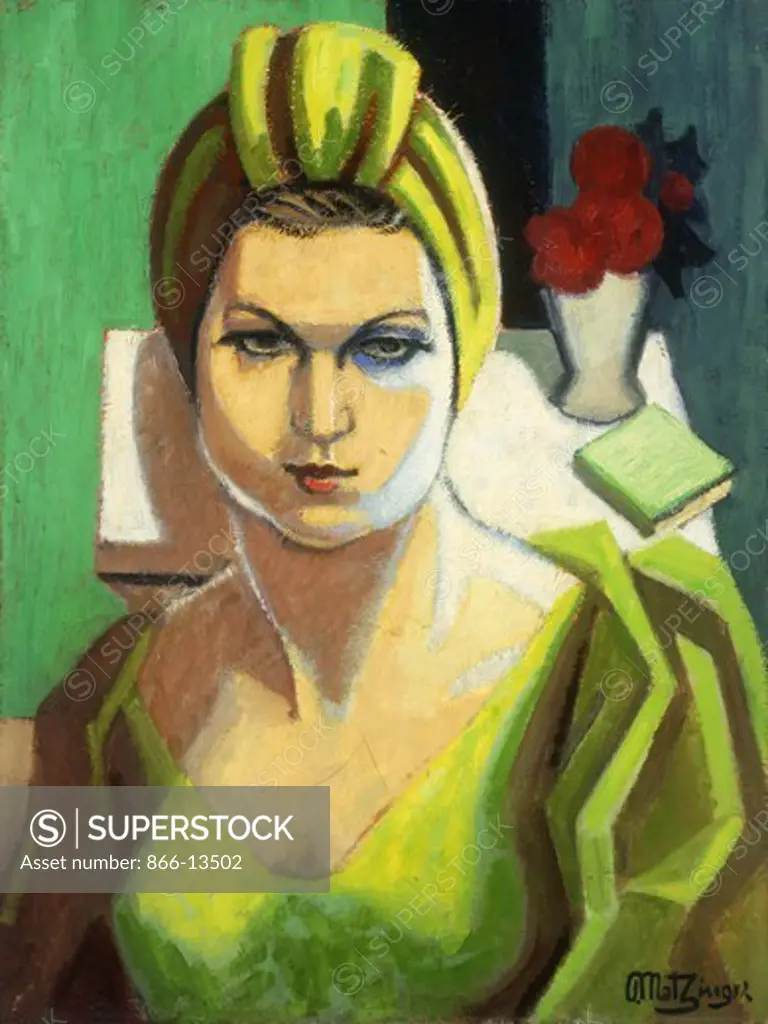 Portrait of a Woman in Green. Jean Metzinger (1883-1956). Oil on canvas. 61.2 x 46.4cm