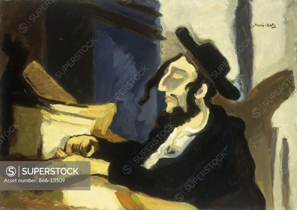 Rabbi Studying. Mane-Katz (1894-1962). Oil on canvas. 49.5 x 69.5cm