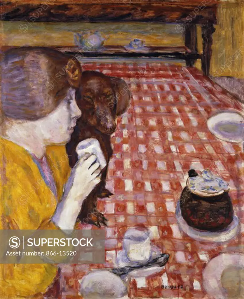 Yellow and Red (The Red Chequered Tablecloth); Jaune et Rouge (La Nappe aux Carreaux Rouges). Pierre Bonnard (1867-1947). Oil on canvas. Painted in 1915. 67.3 x 54.6cm
