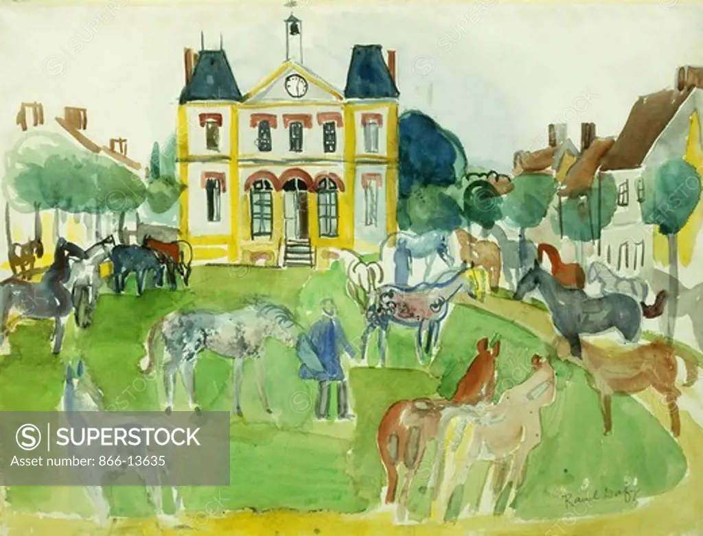 Horses; Chevaux. Raoul Dufy (1878-1953). Watercolour over pencil on paper. 47.3 x 62.9cm