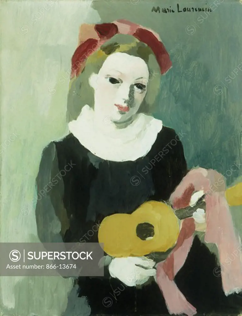 Jeune Fille a la Mandoline. Marie Laurencin (1883-1956). Oil on canvas. 35 x 27cm