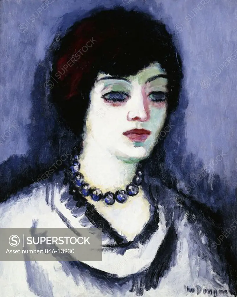 Woman with a Pearl Necklace; Femme au Collier de Perles. Kees van Dongen (1877-1968). Oil on canvas. Painted circa 1908. 65 x 53.5cm.