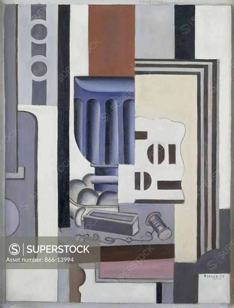 Still Life: The Glass;  Nature Morte: Le Verre.  Fernand Leger (1881-1955). Oil on canvas. Painted in 1925. 65 x 50cm