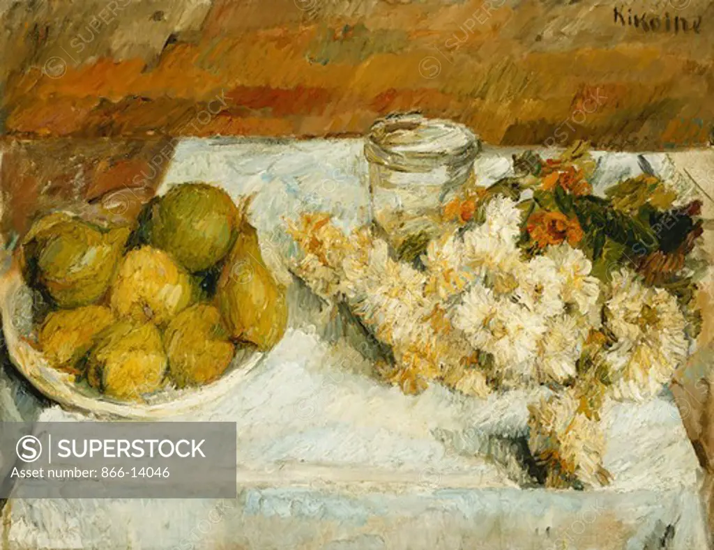 Flowers and Fruits; Fleurs et Fruits. Michel Kikoine (1892-1968). Oil on canvas. 50.2 x 64.8cm.
