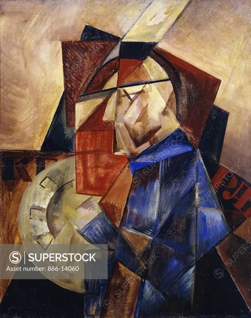 Cubo-Futurist Character; Personnage Cubo-Futuriste. Ivan Klyun (1873-1943). Oil on canvas. 60.5 x 49cm.