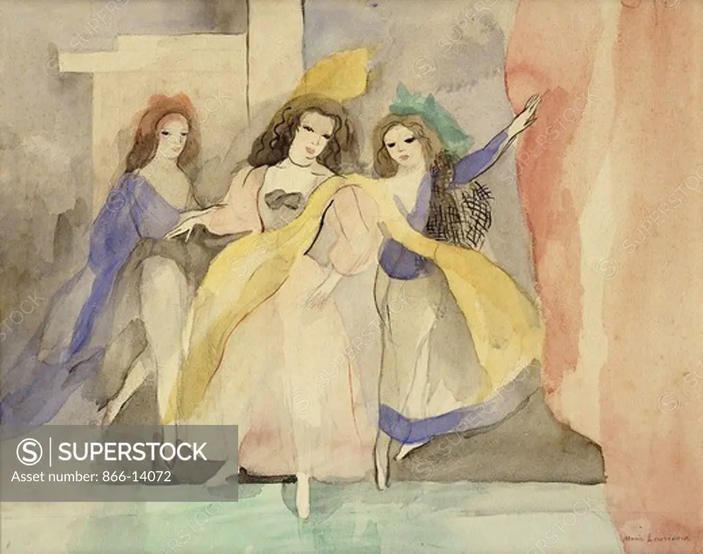 Three Dancers; Les Trois Danseuses. Marie Laurencin (1885-1956). Watercolour on paper. 37.5 x 45cm.