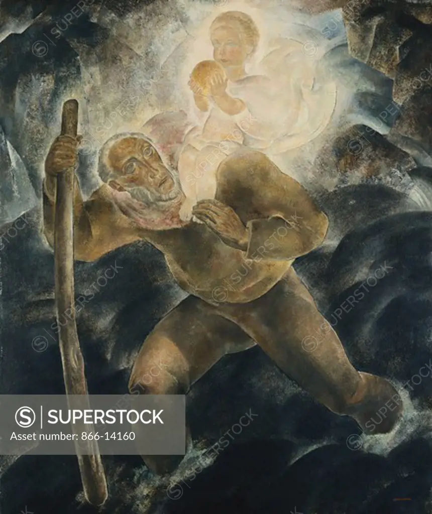 Saint Christopher; Saint Christophe - Heilige Kristoffel. Anto Carte (1886-1954). Oil on canvas. Painted circa 1925. 120 x 100.4cm.