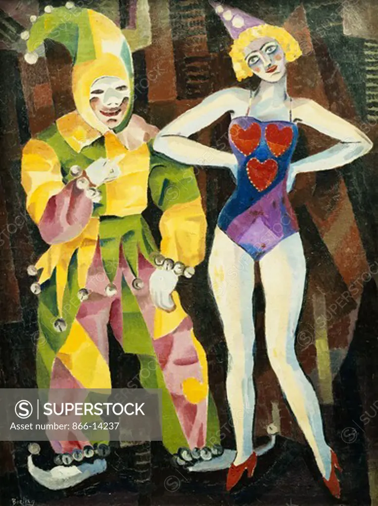 Clownesque. Herman Bieling (1887-1964). Oil on canvas. Painted circa 1917. 80.6 x 60.4cm.