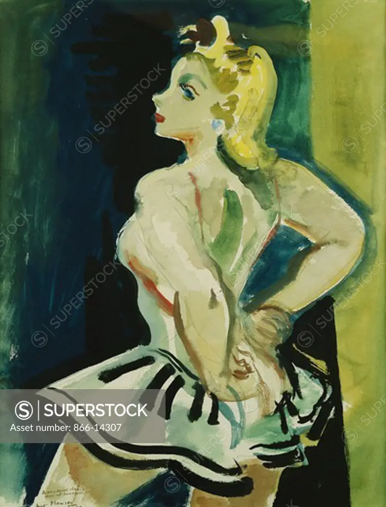 The Dancer; La Danseuse. Andre Planson (1898-1981). Watercolour, brush and black ink on paper. Signed and dated 1942. 59.5 x 45cm.