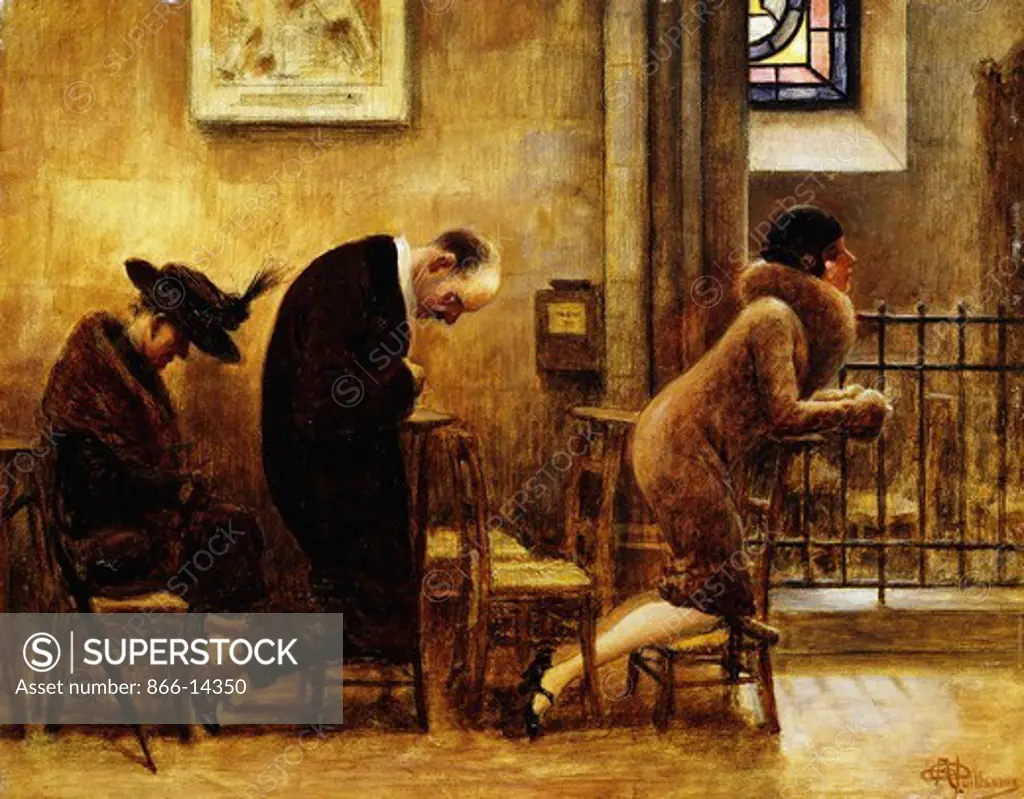 Contemplation; Recueillement. Albert Guillaume (1873-1942). Oil on panel. 33 x 41.3cm.