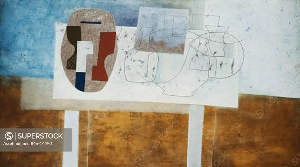 Aug 56 - La Boutique Fantastique. Ben Nicholson (1894-1982). Thinned oil and pencil on board. Painted in August 1956. 122 x 213.5cm.