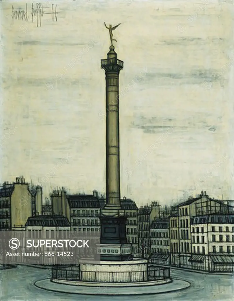 La Place de la Bastille et le Genie. Bernard Buffet (1928-1999). Oil on canvas. Painted in 1956. 146.7 x 114.3cm.