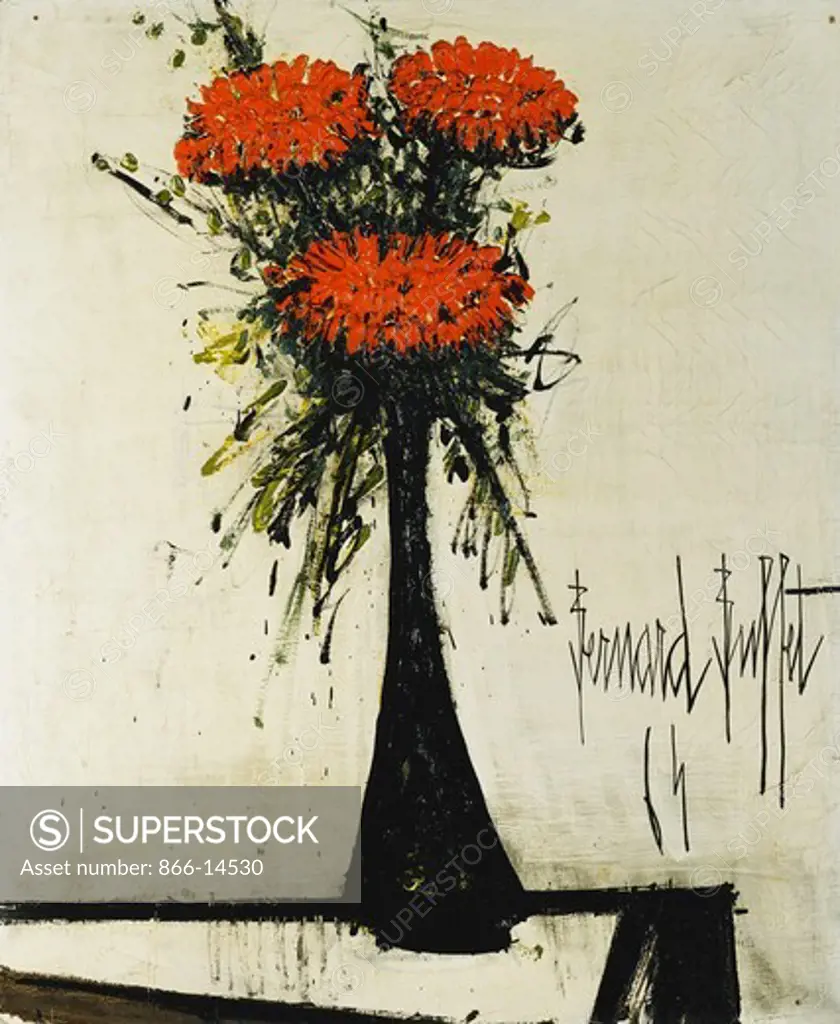Chrysanthemum; Chrysanthemes. Bernard Buffet (1928-1999). Oil on canvas. Painted in 1964. 64 x 54cm.