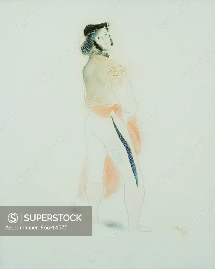 The Matador; Le Torero. Antoni Clave (1913-2005). Watercolour, pencil and black ink on paper. Signed and dated 1938. 39 x 31.5cm. Executed in Barcelona.