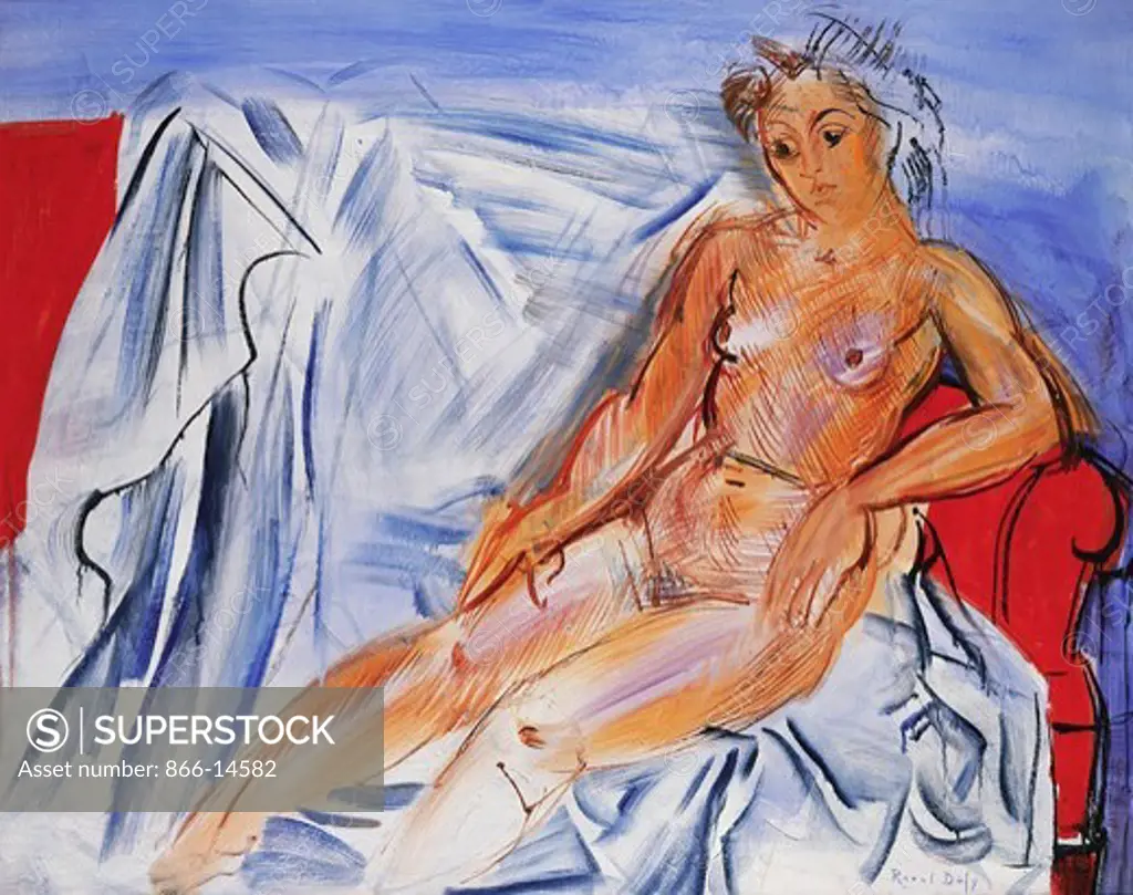 Naked on the Sofa; Nu au Canape. Raoul Dufy (1877-1953). Oil on canvas. 65 x 81cm.