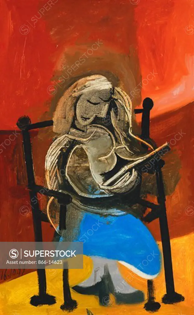 Woman Reading; Femme Lisant. Pablo Picasso (1881-1973). Oil on canvas. Signed and dated 16 October 1939. 61 x 38cm.